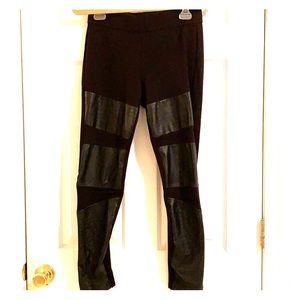 Black with Pleather detail leggings